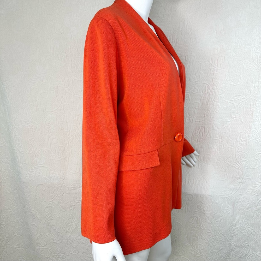 Misook 1x Orange Single-Button Collarless Blazer … - image 4